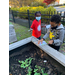 one girl and one boy around a garden