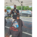 boy getting a haircut outside