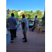 Seniors working on gardening on back patio